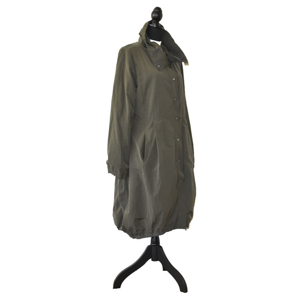 B5 Auth EILEEN FISHER Olive Green Nylon Tulip-Like Fall Jacket Coat Size M $289 - Picture 2 of 5